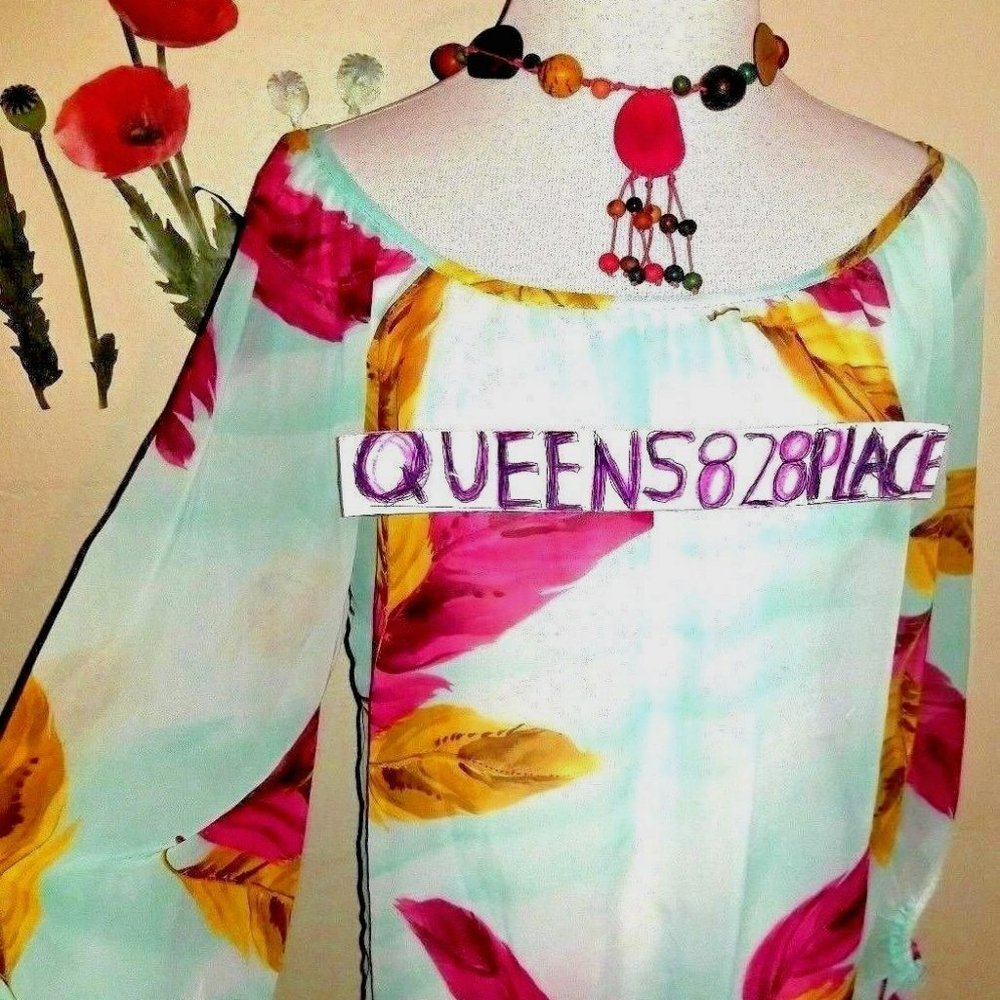 Gorgeous Sheer “Auditions” Feather Blouse Medium